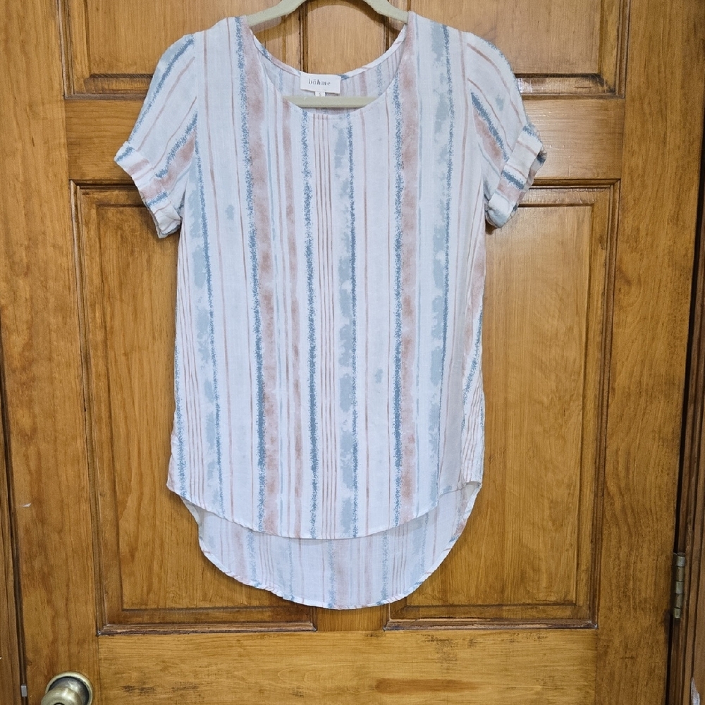 Bohme Soft Striped Blouse in Blue and Tan